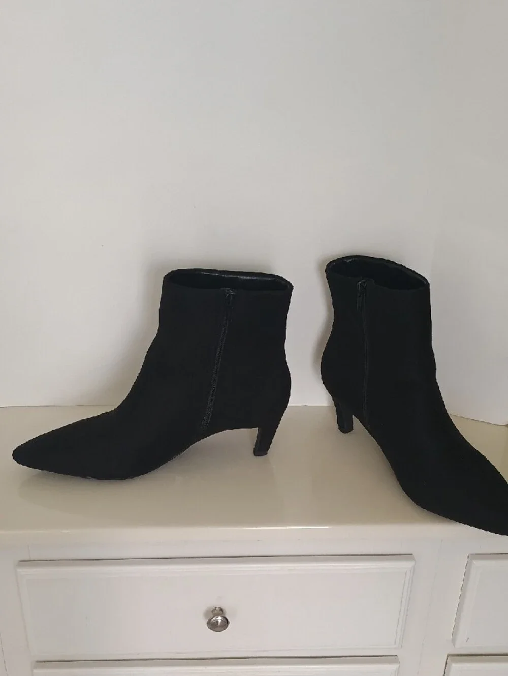 Black Pointed Toe Kitten Heels Ankle Boots Booties